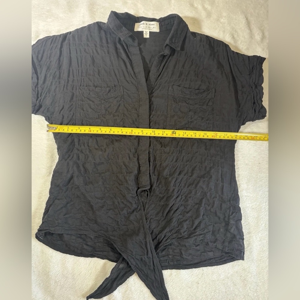 Anthropologie Black Textured Button Down Shirt - Picture 4 of 5